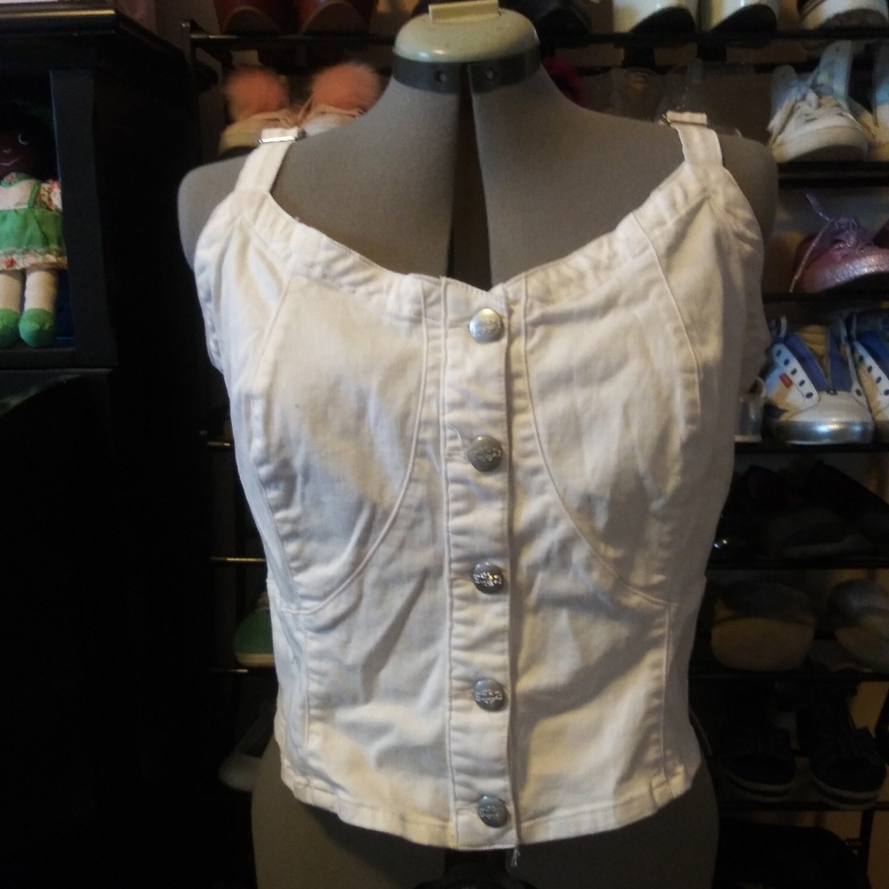 Button Up Denim Tank